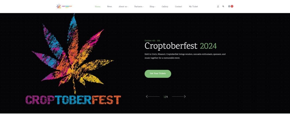 Croptoberfest Website Homepage Slider and Menu